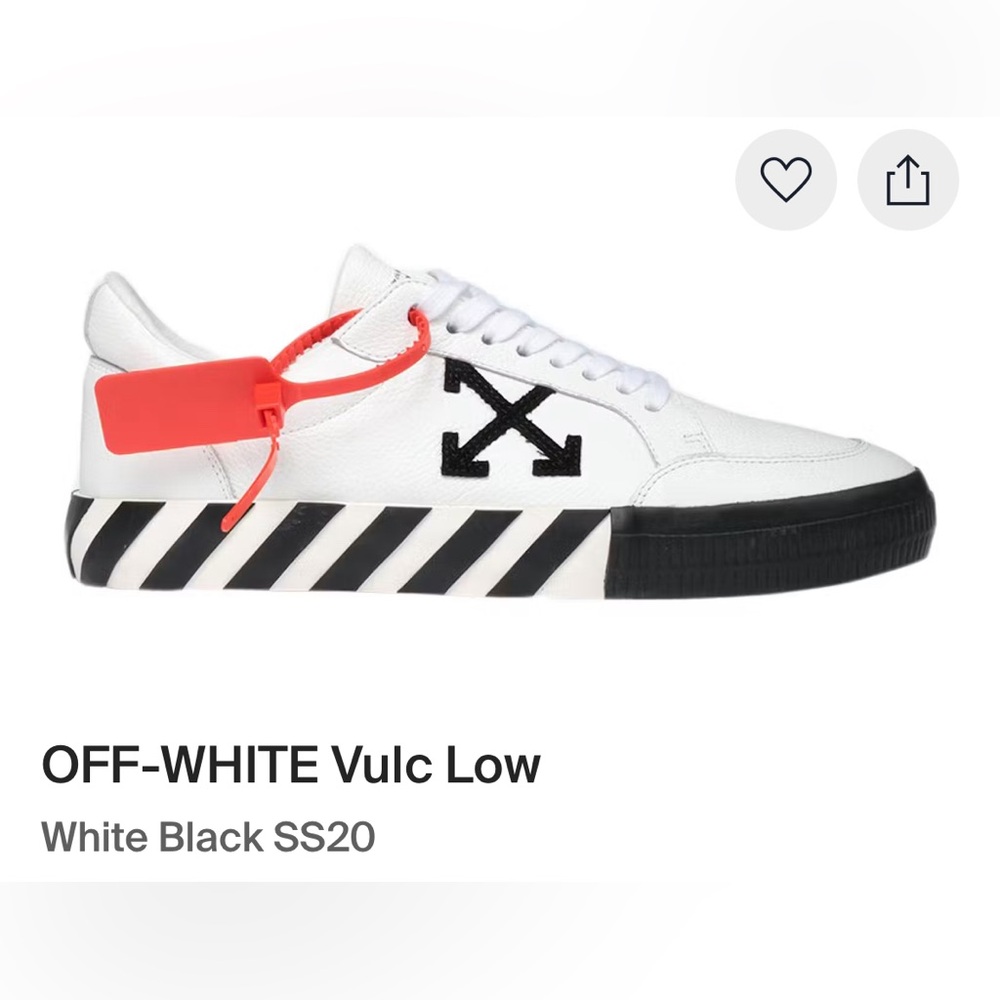 Off-White Arrow Vulcanized Low White Black Sneakers with Orange Tag size 38